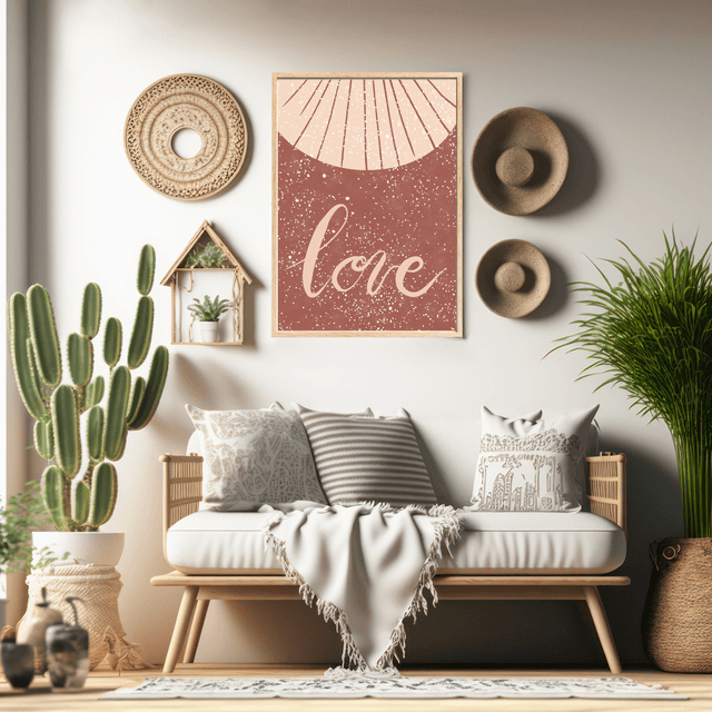 Impression Art Amour Bohème Typographie Romantique / Boho Love: Romantic Typography Art Print: Décoration Murale Bohème