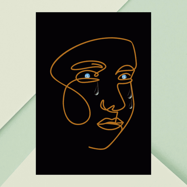 Impressions d&#039;Art Élégantes: Femme avec des Larmes - Décoration Murale Moderne / Elegant Line Art: Woman with Tears - Modern Wall Decor