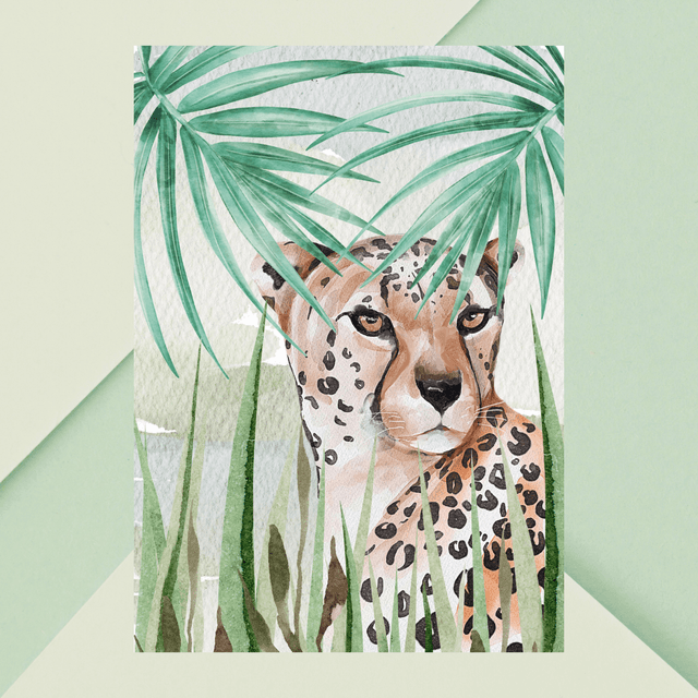Impression de Guépards dans l&#039;Herbe de la Savane - Décoration Murale Sauvage / Savannah Cheetahs Print - Wild Wall Decor