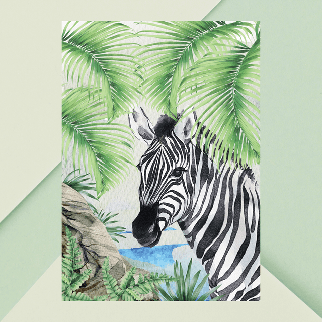 Impression de Zèbre au Bord de l&#039;Eau - Décoration Murale Sauvage / Zebra by the Water Art Print - Wild Wall Decor