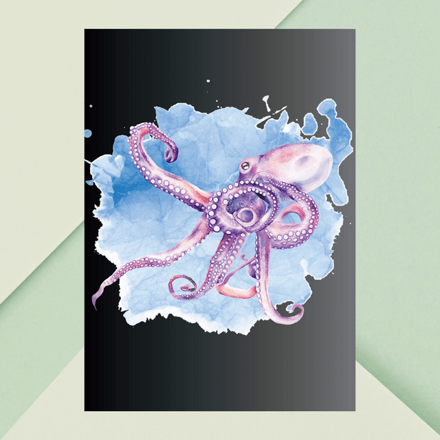 Impression de Poulpe Violet - Décoration Murale Inspirée par l&#039;Océan / Purple Octopus Print - Ocean-Inspired Wall Decor