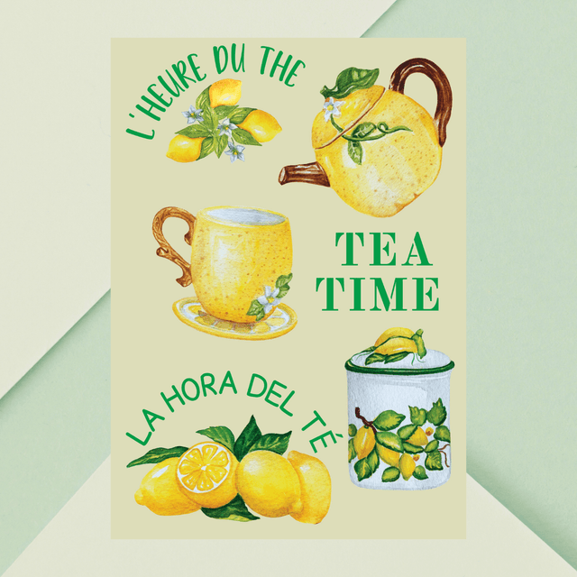 Impression d&#039;Art Typographique &#039;Lemon Tea Time&#039; - Décoration de Cuisine Conviviale / Lemon Tea Time Typography Art Print - Cozy Kitchen Decor 
