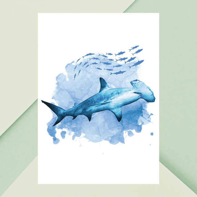 Impression Artistique de Requin-marteau pour les Passionnés de l&#039;Océan / Hammerhead Shark Art Print for Ocean Enthusiasts: Décoration Murale Aquatic
