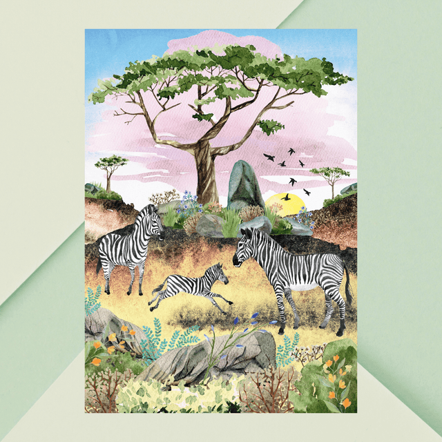 Impression de Zèbres dans la Savane - Décoration Murale Sauvage / Zebras in the Savanna Art Print - Wild Wall Decor