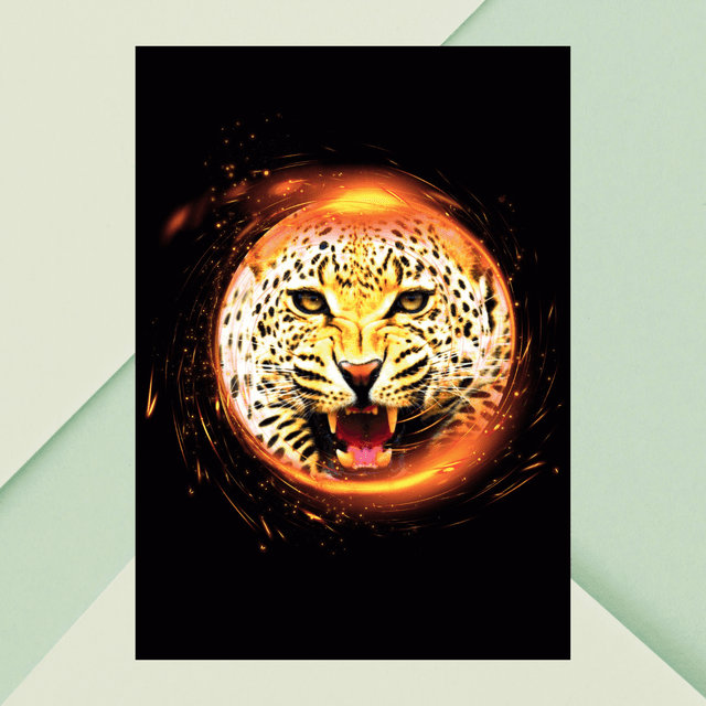 Impression Vortex de Léopard - Décoration Murale Faune Sauvage / Leopard Vortex Art Print - Wild Animal Wall Decor
