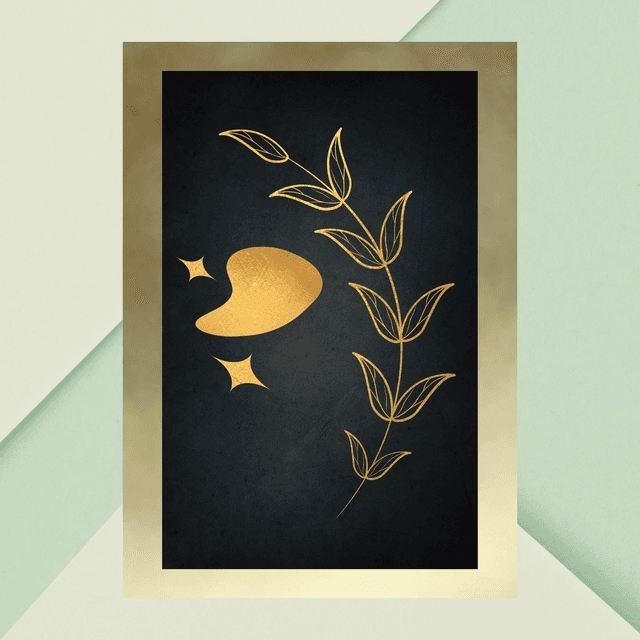 Impression Feuille Botanique Dorée - Décoration Murale Luxueuse / Gold Botanical Leaf Print - Luxurious Wall Decor