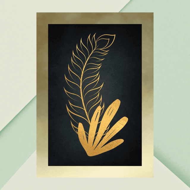 Impression Feuille Tropicale Botanique Dorée - Décoration Murale Exotique / &quot;Gold Botanical Tropical Leaf Print - Exotic Wall Decor