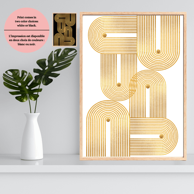 Golden Rhythm – Minimalist Geometric Wall Art / Rythme Doré – Art Mural Géométrique Minimaliste ( Serie 1 )
