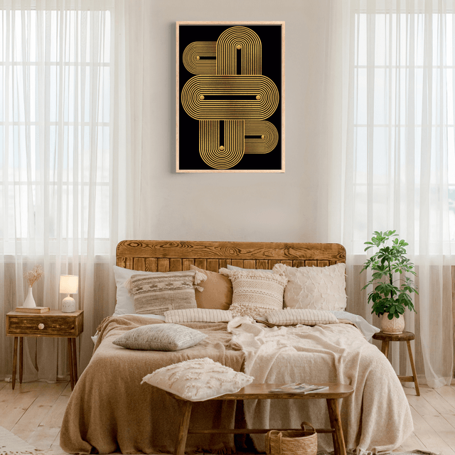 Golden Rhythm – Minimalist Geometric Wall Art / Rythme Doré – Art Mural Géométrique Minimaliste ( Serie 3 )