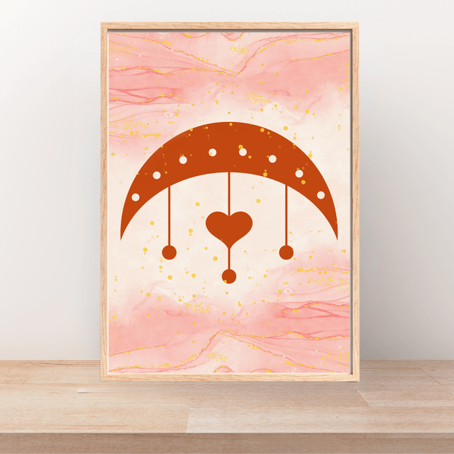 Affiche Murale Bohème Cœur Céleste / Boho Celestial Heart Wall Art Print - Modern Terracotta and Gold