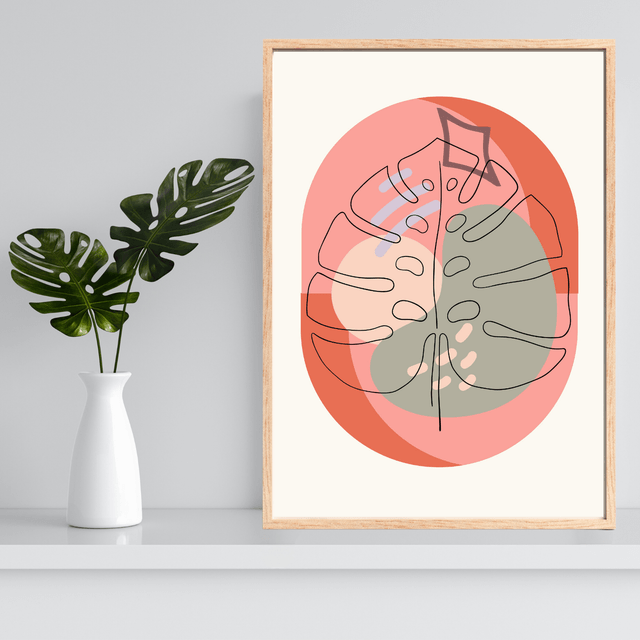 Art Mural Botanique Moderne | Affiche d'Art Abstraite de Feuille de Palmier / Abstract Botanical Wall Art | Modern Tree Line Art Print
