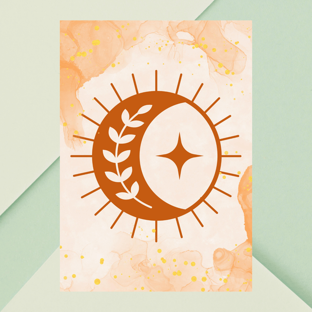 Affiche Demi-Lune & Étoile Radiante Orange Pastel / Pastel Orange Half-Moon & Star Radiant Art Print