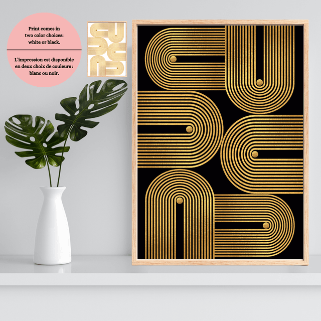 Golden Rhythm – Minimalist Geometric Wall Art / Rythme Doré – Art Mural Géométrique Minimaliste ( Serie 4 )