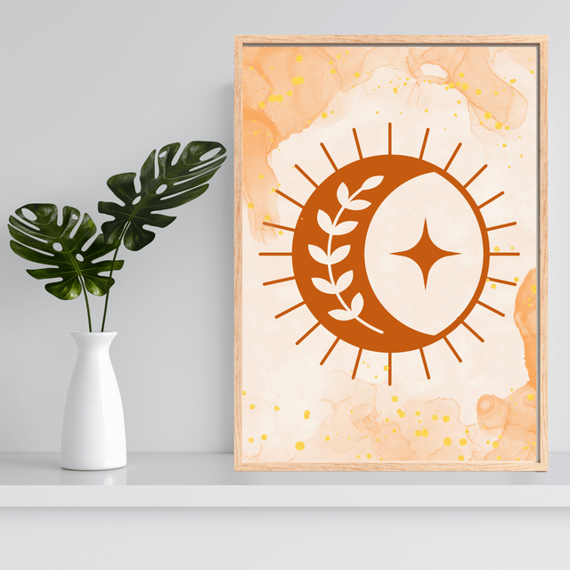 Affiche Demi-Lune & Étoile Radiante Orange Pastel / Pastel Orange Half-Moon & Star Radiant Art Print