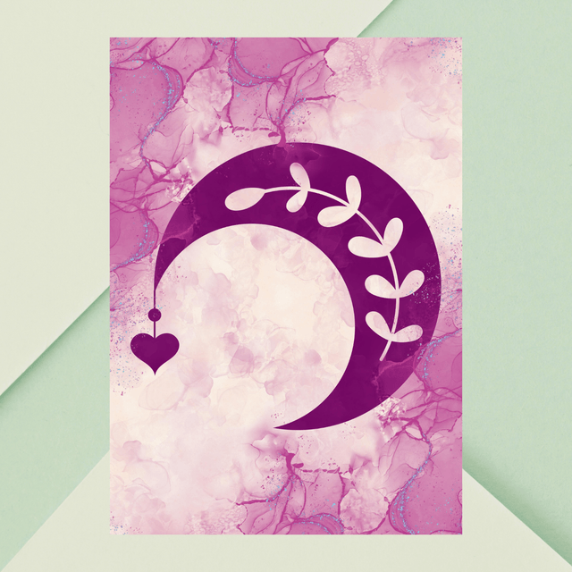 Affiche Demi-Lune & Cœur Bohème Violet / Purple Half-Moon & Heart Boho Art Print