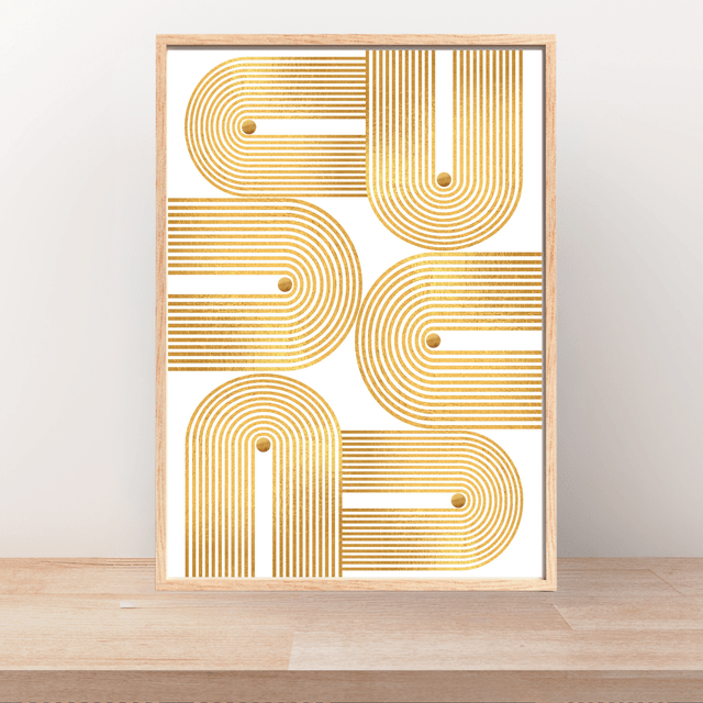 Golden Rhythm – Minimalist Geometric Wall Art / Rythme Doré – Art Mural Géométrique Minimaliste ( Serie 4 )
