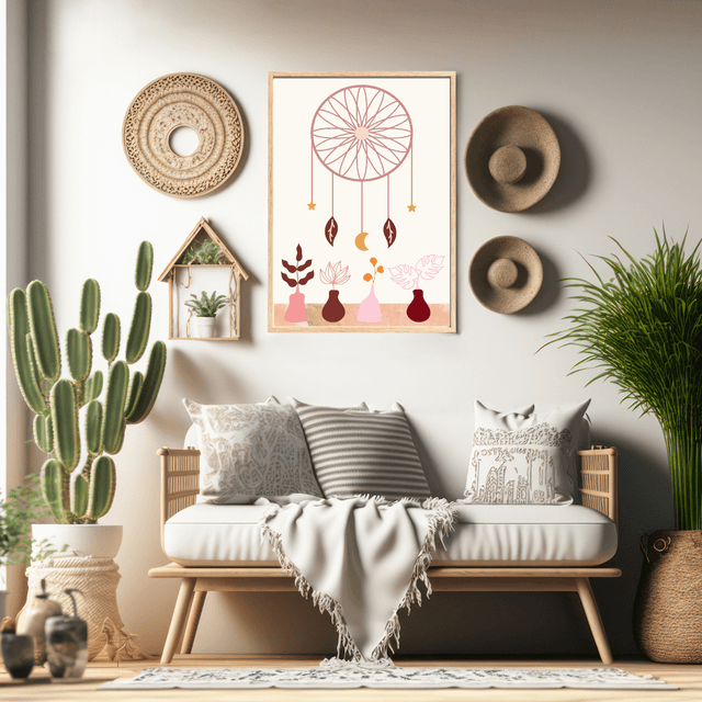 Impression Art Attrape-Rêves Bohème - Décoration Murale Enchantée / Boho Dream Catcher Art Print - Whimsical Wall Decor