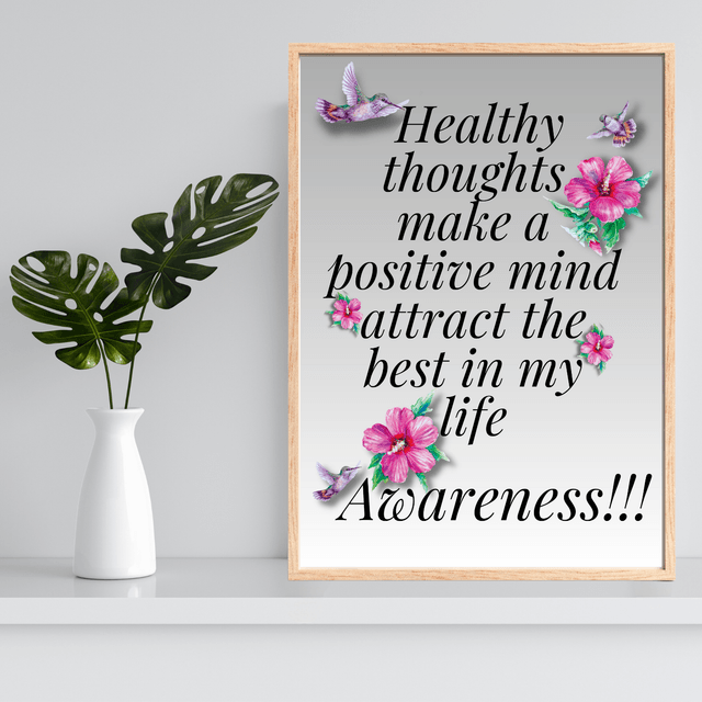 Impression Typographique d'Affirmations de Pensées Saines / Healthy Thoughts Affirmation Typography Print:  Décoration Murale Santé Mental