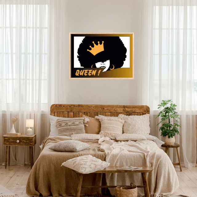 Impression Citation Typographique 'Reine' - Décoration Murale Inspirante / Queen Typography Art Quote Print - Inspirational Wall Decor