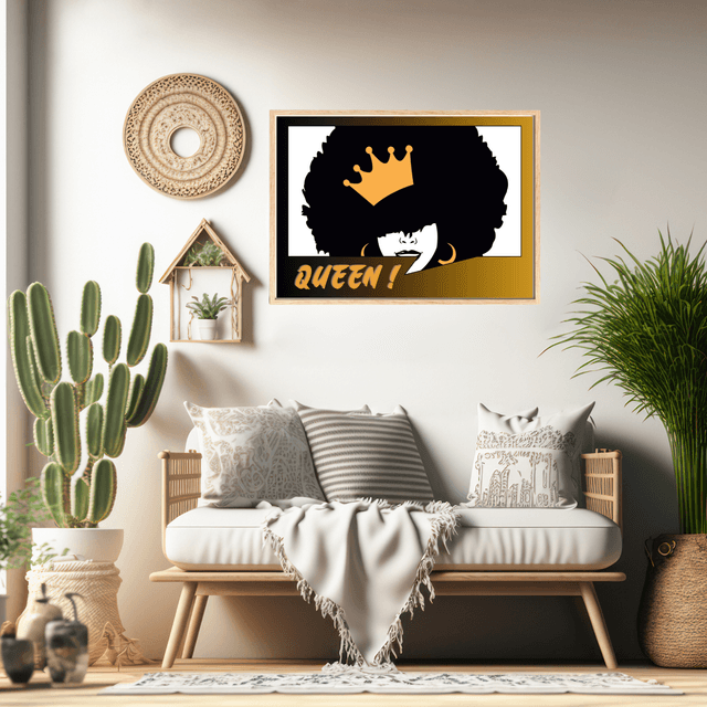 Impression Citation Typographique 'Reine' - Décoration Murale Inspirante / Queen Typography Art Quote Print - Inspirational Wall Decor