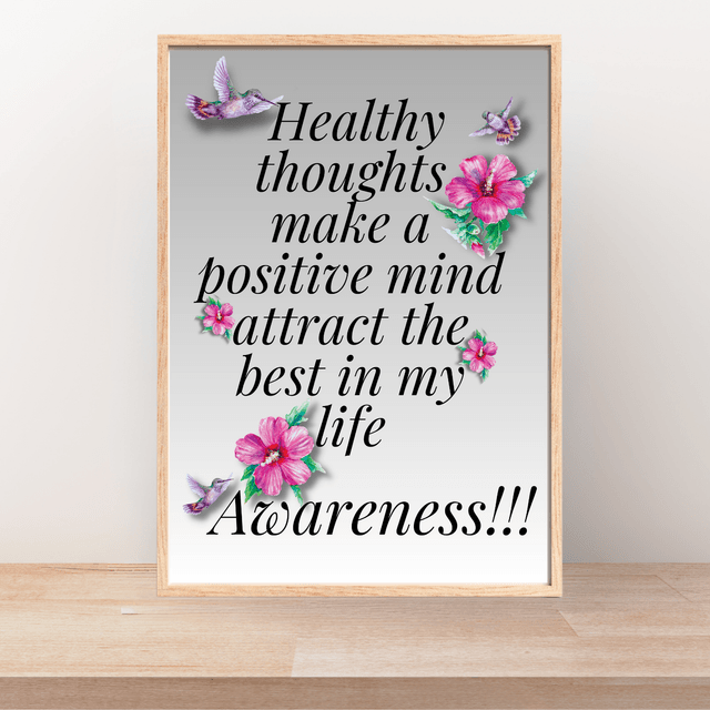 Impression Typographique d'Affirmations de Pensées Saines / Healthy Thoughts Affirmation Typography Print:  Décoration Murale Santé Mental