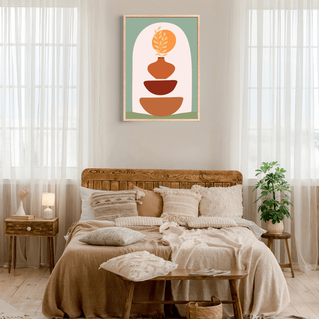 Impression d'Art Bols en Argile Bohème / Boho Clay Bowls Art Print – Earthy Minimalist Wall Decor