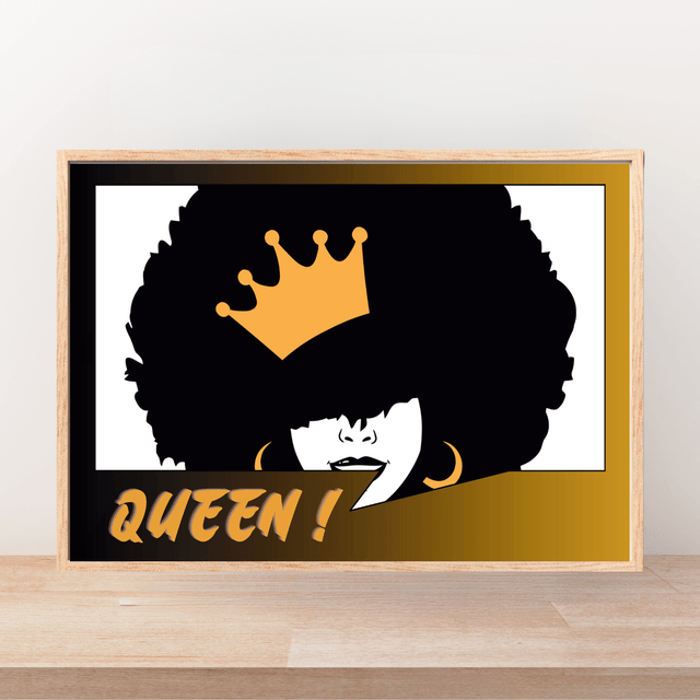 Impression Citation Typographique 'Reine' - Décoration Murale Inspirante / Queen Typography Art Quote Print - Inspirational Wall Decor
