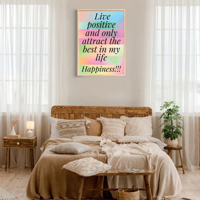 Impression Typographique Affirmation Positive en Direct / Live Positive Affirmation Typography Print:  Décoration Murale Santé Mental
