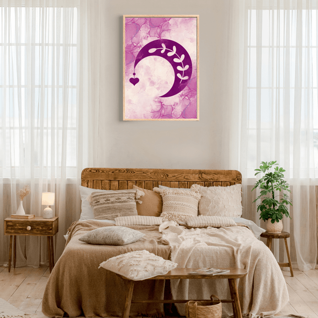 Affiche Demi-Lune & Cœur Bohème Violet / Purple Half-Moon & Heart Boho Art Print