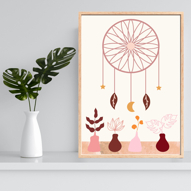 Impression Art Attrape-Rêves Bohème - Décoration Murale Enchantée / Boho Dream Catcher Art Print - Whimsical Wall Decor