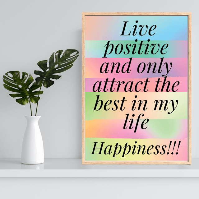 Impression Typographique Affirmation Positive en Direct / Live Positive Affirmation Typography Print:  Décoration Murale Santé Mental