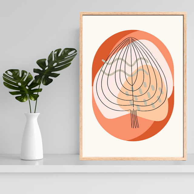 Affiche d'Art Botanique Minimaliste | Décoration Abstraite de Feuille de Monstera / Minimalist Botanical Art Print | Monstera Leaf Abstract Wall Decor
