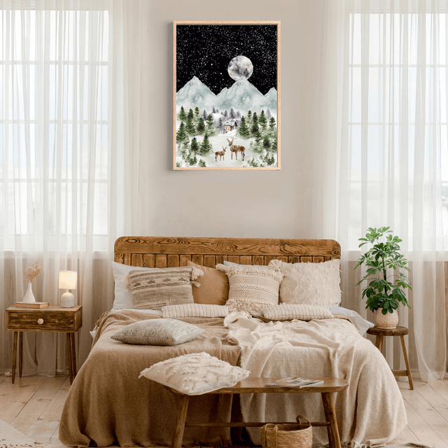 Harmonie : Cerfs sous la Lumière de la Lune / Harmony: Deer under Moonlight Print