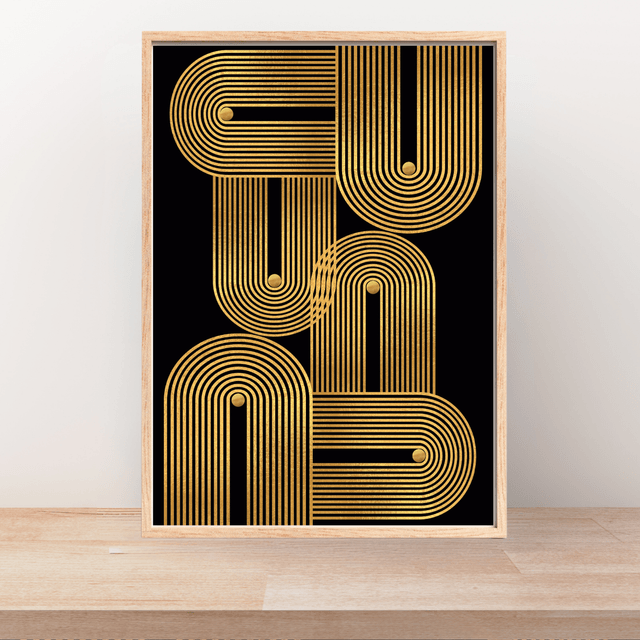 Golden Rhythm – Minimalist Geometric Wall Art / Rythme Doré – Art Mural Géométrique Minimaliste ( Serie 1 )