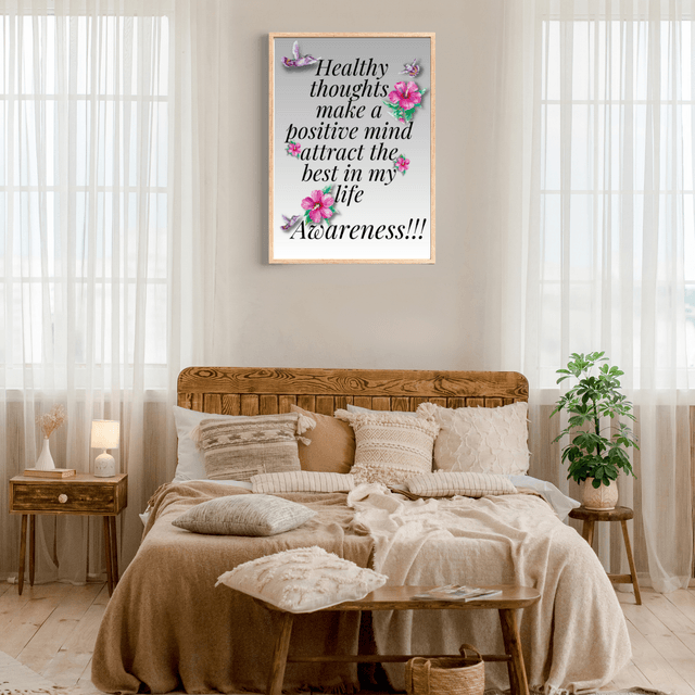 Impression Typographique d'Affirmations de Pensées Saines / Healthy Thoughts Affirmation Typography Print:  Décoration Murale Santé Mental