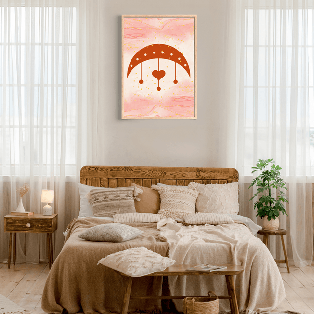 Affiche Murale Bohème Cœur Céleste / Boho Celestial Heart Wall Art Print - Modern Terracotta and Gold