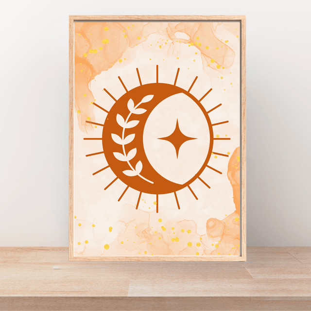Affiche Demi-Lune & Étoile Radiante Orange Pastel / Pastel Orange Half-Moon & Star Radiant Art Print