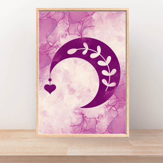 Affiche Demi-Lune & Cœur Bohème Violet / Purple Half-Moon & Heart Boho Art Print