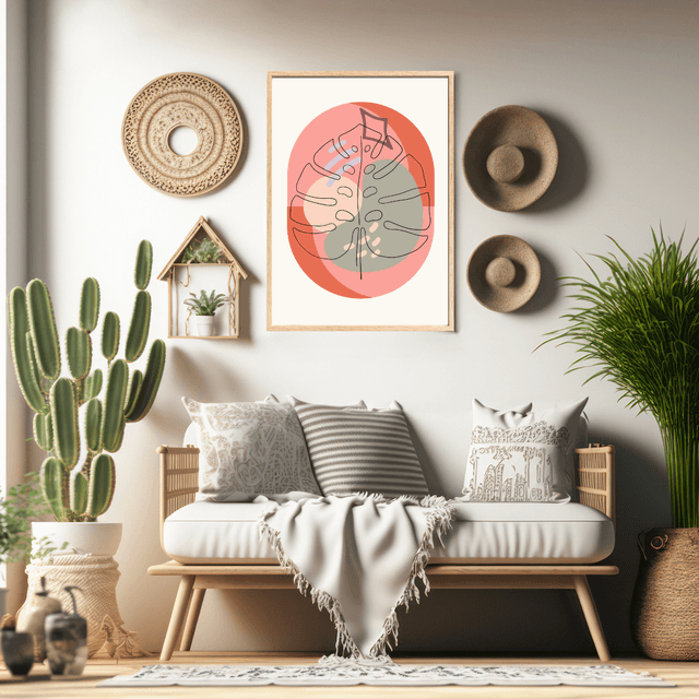 Art Mural Botanique Moderne | Affiche d'Art Abstraite de Feuille de Palmier / Abstract Botanical Wall Art | Modern Tree Line Art Print