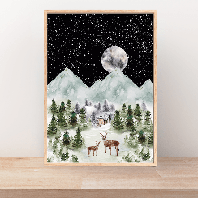 Harmonie : Cerfs sous la Lumière de la Lune / Harmony: Deer under Moonlight Print