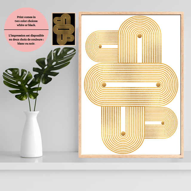 Golden Rhythm – Minimalist Geometric Wall Art / Rythme Doré – Art Mural Géométrique Minimaliste ( Serie 3 )