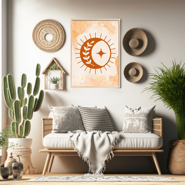 Affiche Demi-Lune & Étoile Radiante Orange Pastel / Pastel Orange Half-Moon & Star Radiant Art Print