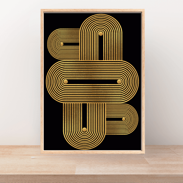 Golden Rhythm – Minimalist Geometric Wall Art / Rythme Doré – Art Mural Géométrique Minimaliste ( Serie 3 )