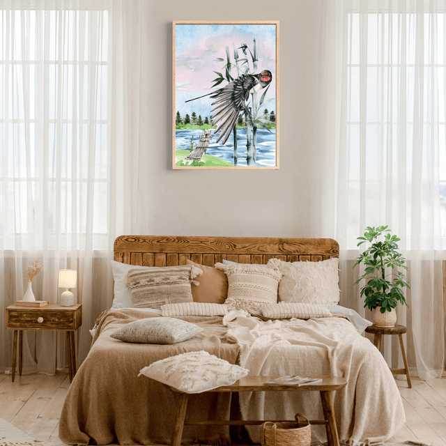 Impression d'Art Sanctuaire d'Oiseaux en Bambou –Décoration Mural Inspirée de la Nature / Bamboo Bird Sanctuary Art Print – Nature-Inspired Wall Decor